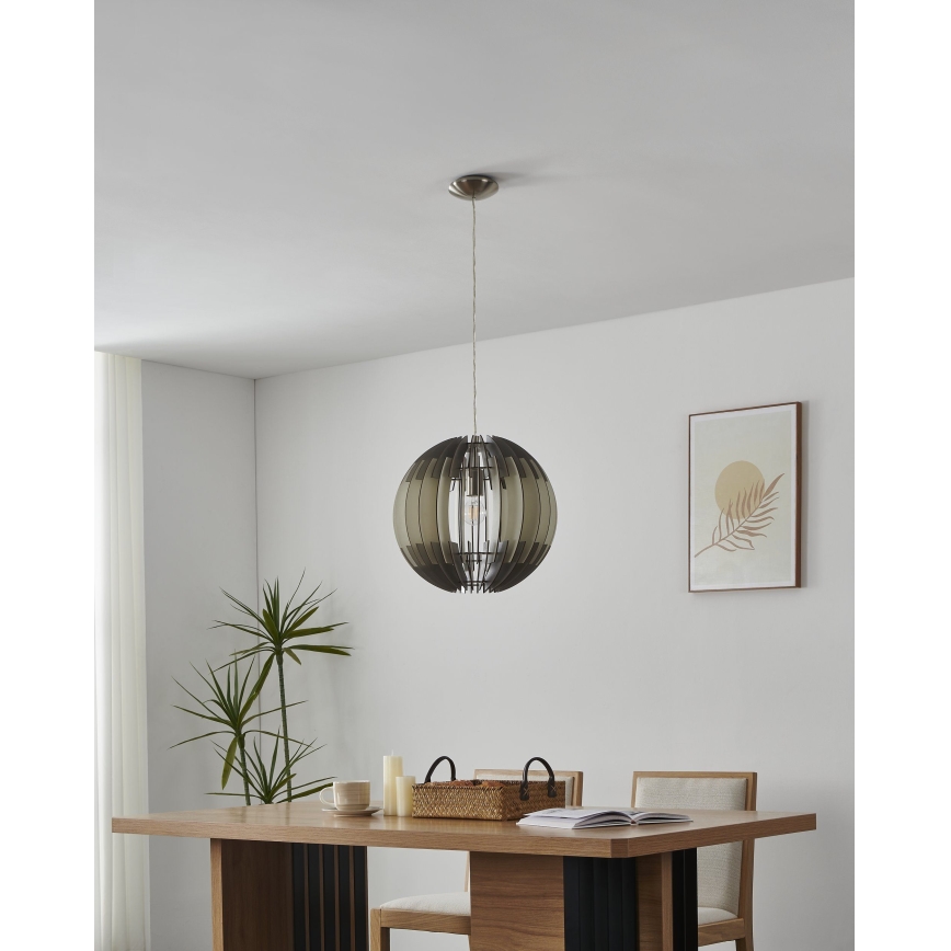 Eglo 63256 - Lustre suspenso por cabo OLMERO PRO 1xE27/60W/230V Ø 40 cm cinzento/branco