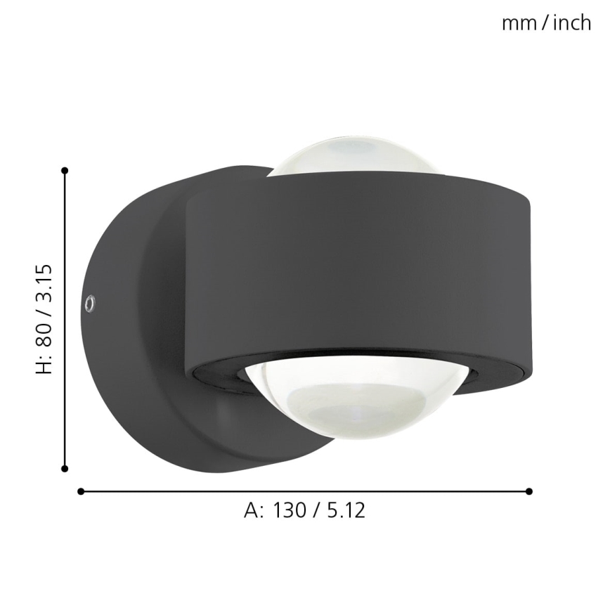 Eglo 64496 - Aplique de parede LED ONO PRO 2xLED/2,5W/230V antracite