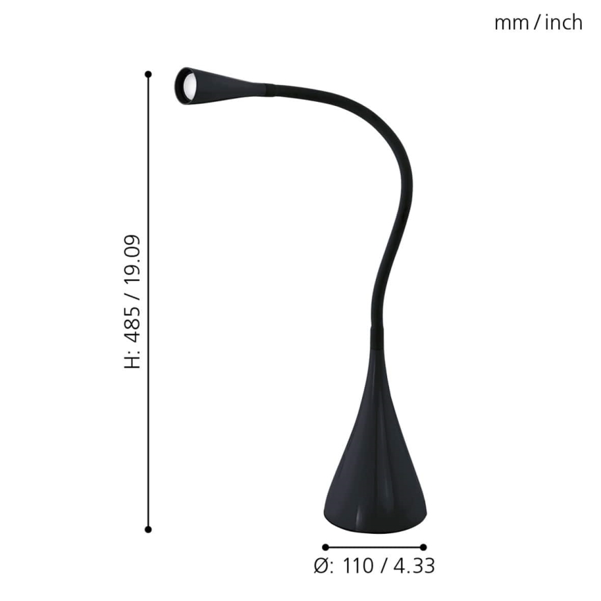 Eglo 64975 -Candeeiro de mesa LED flexível com regulação SNAPORA PRO LED/3,5W/230V 3000K preto