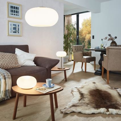 Eglo 75355 - Lâmpada de mesa LED RGB regulável OPTICA-C 2xE27/7,5W/230V diâmetro 28 cm + comando à distância