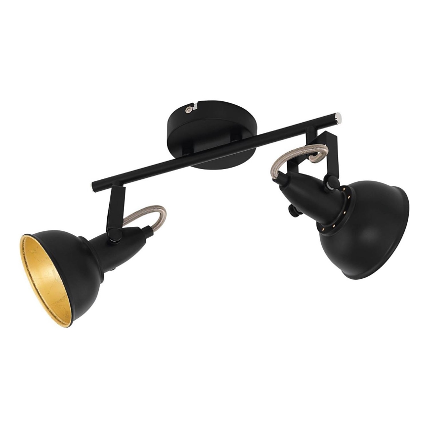 Eglo 75512 - Candeeiro de focos THORNTON 2xE14/28W/230V preto/dourado