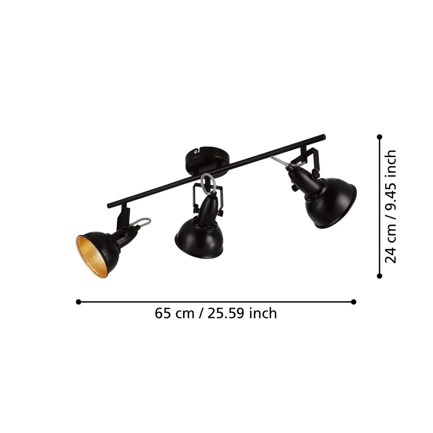 Eglo 75513 - Spot THORNTON 3xE14/28W/230V preto/dourado