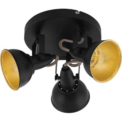 Eglo 75514 - Candeeiro de focos THORNTON 3xE14/28W/230V preto/dourado