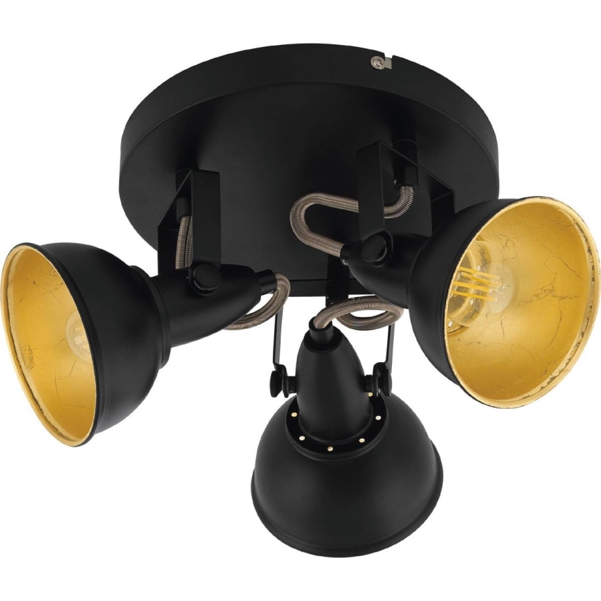 Eglo 75514 - Candeeiro de focos THORNTON 3xE14/28W/230V preto/dourado