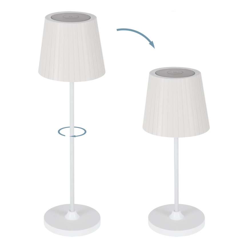 Eglo - Lâmpada de mesa LED recarregável e regulável para exterior LED/3,8W/5V 2400/3000/4000K 2000 mAh IP44 branca