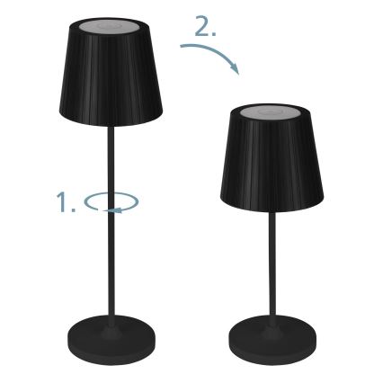 Eglo - Lâmpada de Mesa LED Recarregável Regulável para Exterior LED/3,8W/5V 2400/3000/4000K 2000 mAh IP44 preta
