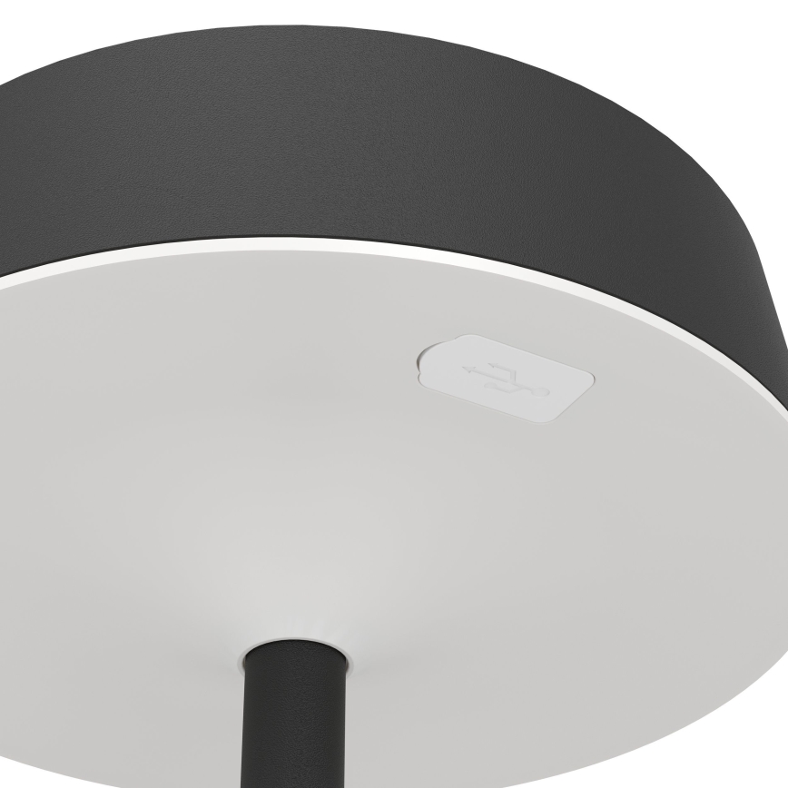 Eglo - Lâmpada de mesa tátil LED dimerizável recarregável por energia solar LED/3W/5V 3000-6000K 1800 mAh IP44 preta