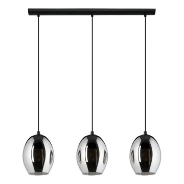 Eglo 780481 - Lustre suspenso em cabo CADAQUES 3xE27/40W/230V preto/fumê