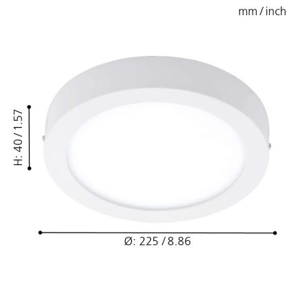 Eglo 78201 - Candeeiro de teto LED FUEVA LED/16,5W/230V Ø 22,5 cm