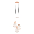 Eglo 78276 - Lustre suspenso BYRON com cabo, 3xE27/60W/230V, acabamento em cobre