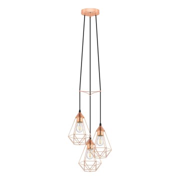 Eglo 78276 - Lustre suspenso BYRON com cabo, 3xE27/60W/230V, acabamento em cobre