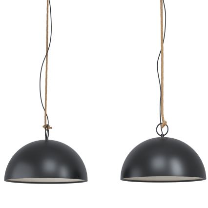 Eglo 78444 - Candeeiro suspenso HODSOLL 2xE27/40W/230V preto/castanho