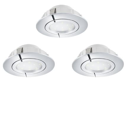 Eglo 78761 - CONJUNTO 3x Focos de encastrar LED com regulação PINEDA 1xLED/6W/230V 3000K cromado brilhante