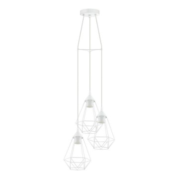 Eglo 79083 - Lustre suspenso BYRON com cabo 3xE27/60W/230V branco