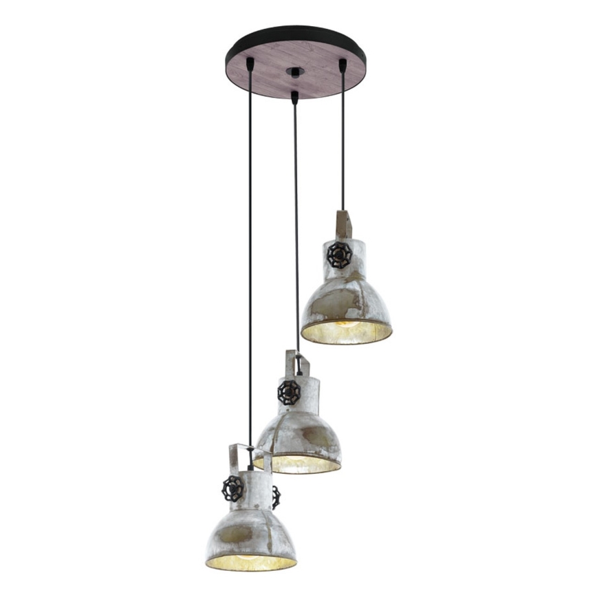 Eglo 79371 - Pendente com cabo BARNSTAPLE 3xE27/40W/230V castanho/pátina