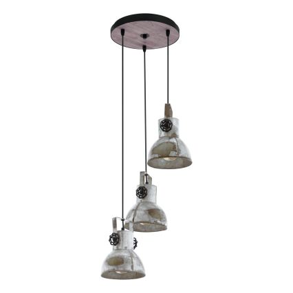Eglo 79371 - Pendente com cabo BARNSTAPLE 3xE27/40W/230V castanho/pátina