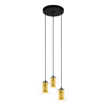 Eglo 79458 - Lustre suspenso por cabo BOLSANO 3xE27/28W/230V dourado/preto