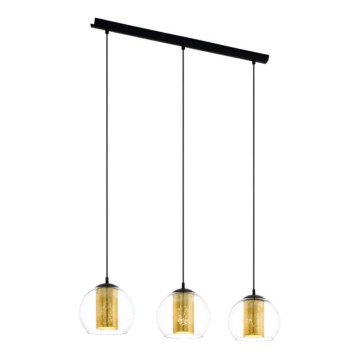 Eglo 79461 - Lustre suspenso com cabo BOLSANO 3xE27/28W/230V dourado/preto