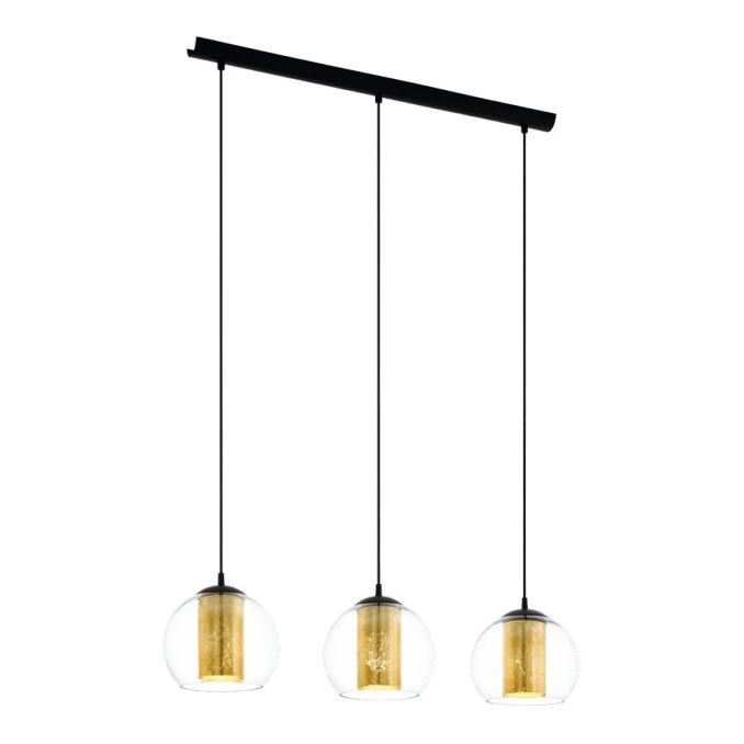 Eglo 79461 - Lustre suspenso com cabo BOLSANO 3xE27/28W/230V dourado/preto
