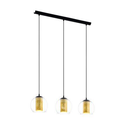 Eglo 79461 - Lustre suspenso com cabo BOLSANO 3xE27/28W/230V dourado/preto