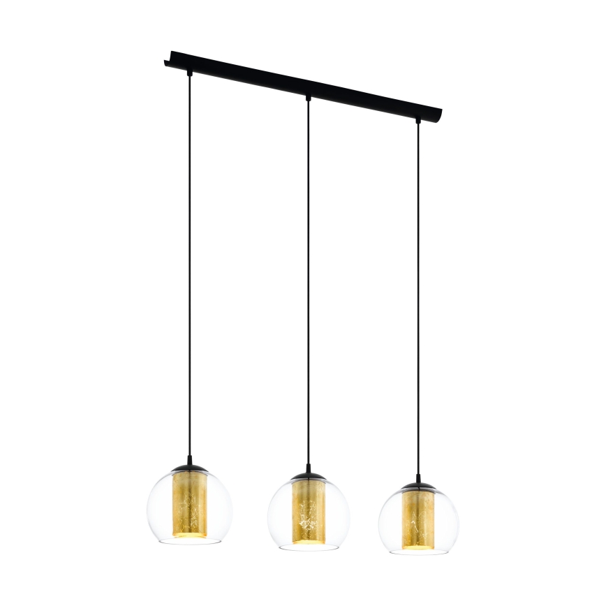 Eglo 79461 - Lustre suspenso com cabo BOLSANO 3xE27/28W/230V dourado/preto