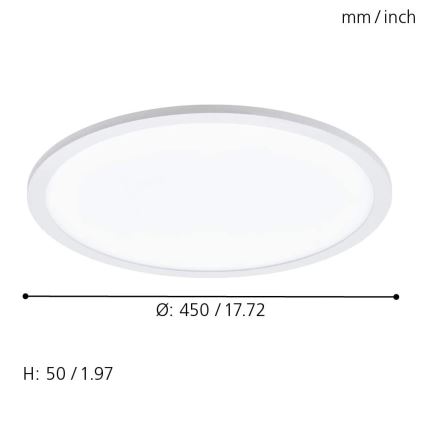 Eglo 79469 - Iluminação de teto LED com regulação POZZALLO LED/21W/230V 2700-6500K branco + comando