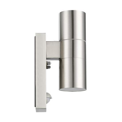 Eglo 79594- LED Iluminação de parede exterior com sensor ARAPONGAS 2xGU10/2,8W/230V IP44 cromado mate