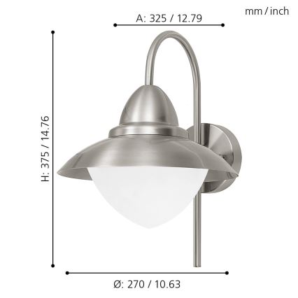 EGLO - Luz de parede LED de exterior 1xE27/8,5W - Lâmpada LED GRÁTIS IP44