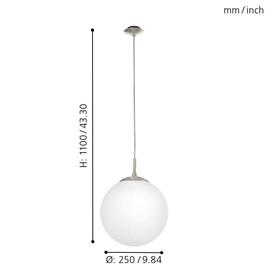 EGLO - Candeeiro suspenso 1xE27/60W/230V diâmetro 25 cm branco