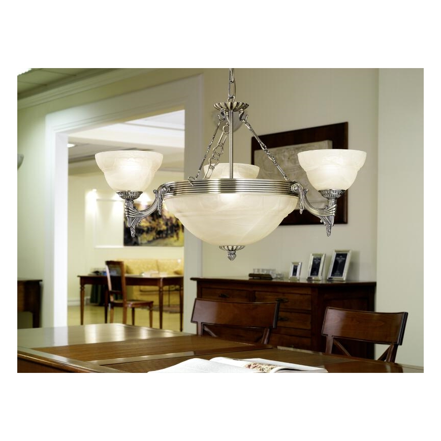 EGLO - Candelabro 6xE14/60W/230V alabastro vidro