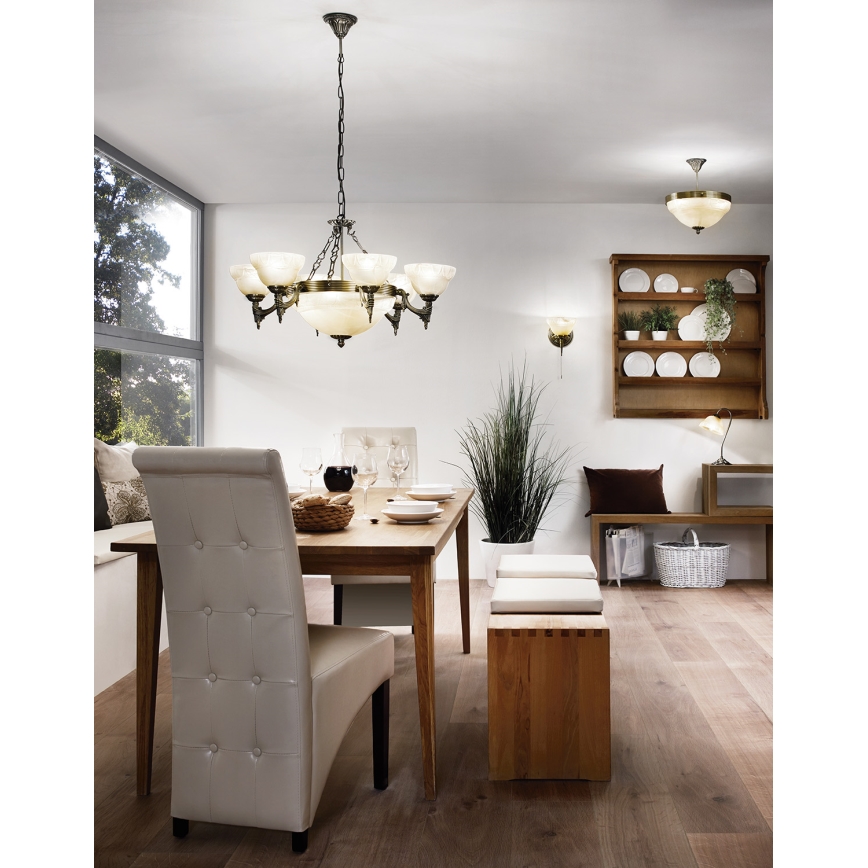 EGLO - Candelabro numa corrente 9xE14/60W alabastro vidro