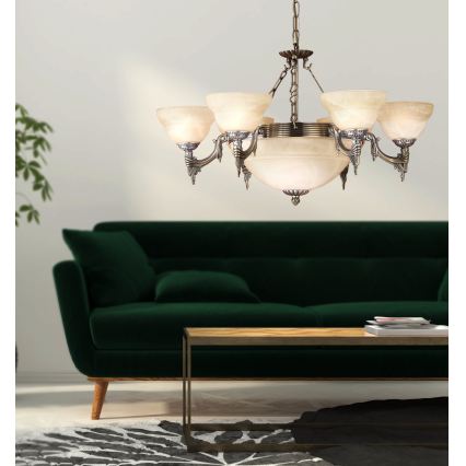 EGLO - Candelabro numa corrente 9xE14/60W alabastro vidro