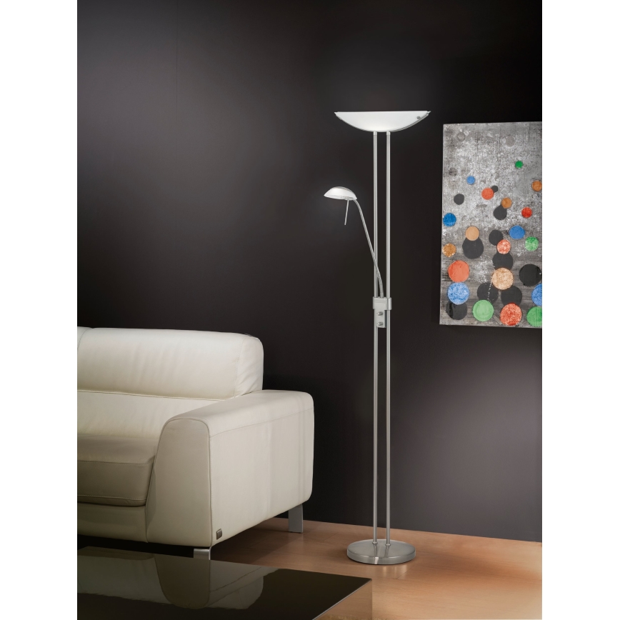 EGLO - Luminária de pé dimerizável BAYA 1xR7s/230W+1xG9/33W cromado fosco
