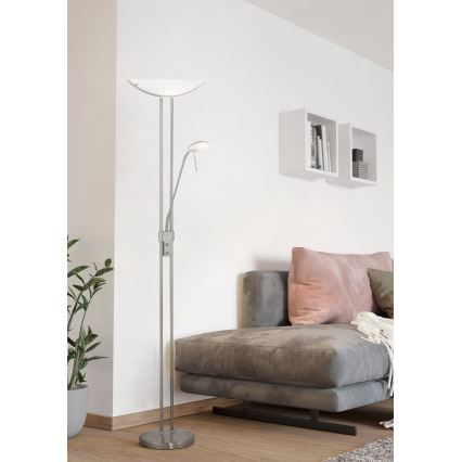 EGLO - Luminária de pé dimerizável BAYA 1xR7s/230W+1xG9/33W cromado fosco