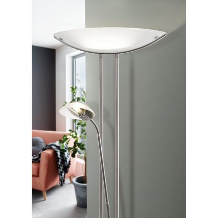 EGLO - Luminária de pé dimerizável BAYA 1xR7s/230W+1xG9/33W cromado fosco