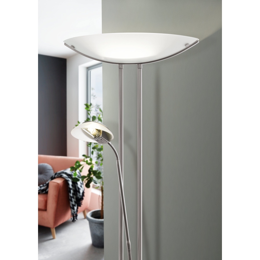 EGLO - Luminária de pé dimerizável BAYA 1xR7s/230W+1xG9/33W cromado fosco