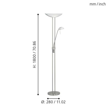EGLO - Luminária de pé dimerizável BAYA 1xR7s/230W+1xG9/33W cromado fosco
