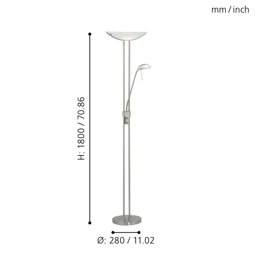 EGLO - Luminária de pé dimerizável BAYA 1xR7s/230W+1xG9/33W cromado fosco