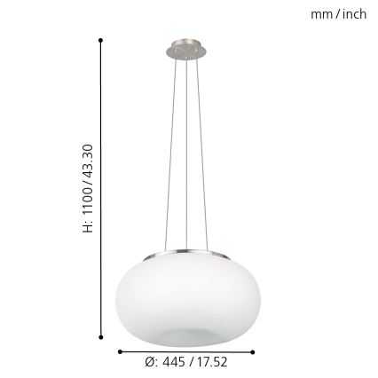 EGLO - Candeeiro suspenso OPTICA 2xE27/60W diâmetro 45 cm