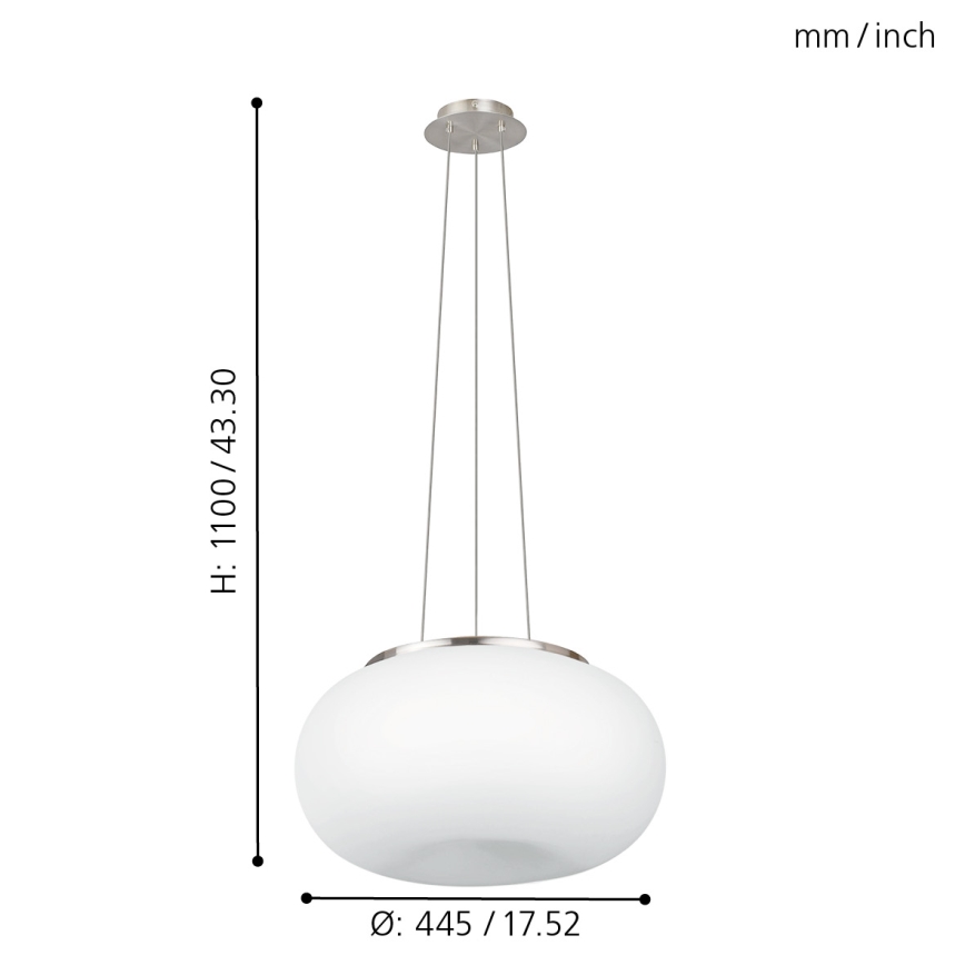 EGLO - Candeeiro suspenso OPTICA 2xE27/60W diâmetro 45 cm