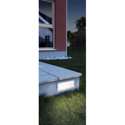 EGLO 88008 - Luminária de embutir exterior ZIMBA 1xE27/60W prateada/branca IP44