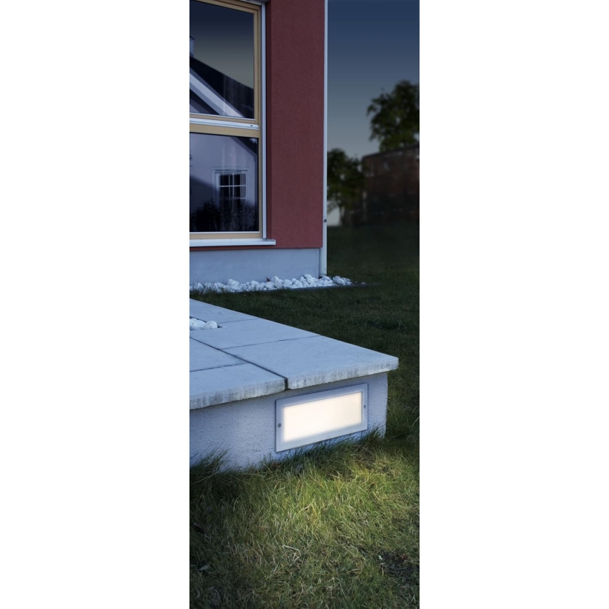 EGLO 88008 - Luminária de embutir exterior ZIMBA 1xE27/60W prateada/branca IP44