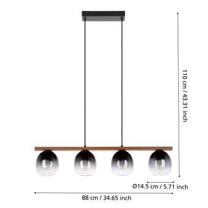 Eglo - Candelabro suspenso 4xE27/40W/230V
