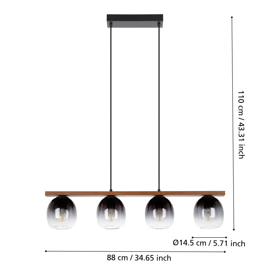 Eglo - Candelabro suspenso 4xE27/40W/230V