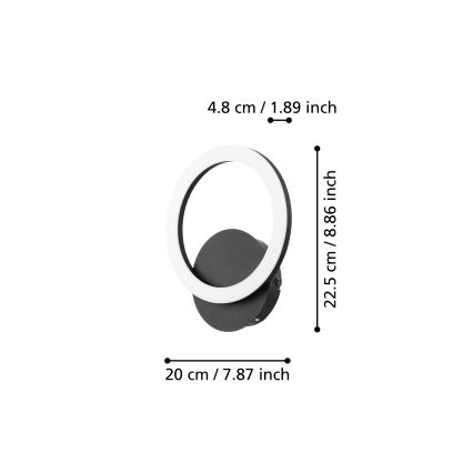 Eglo - Iluminação de parede LED com regulação LED/12W/230V