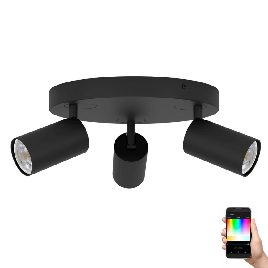 Eglo - Foco LED RGBW com regulação 3xGU10/4,9W/230V preto