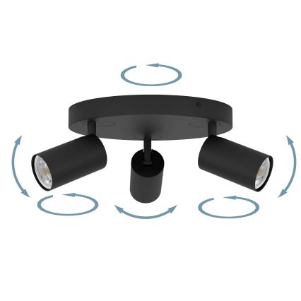 Eglo - Foco LED RGBW com regulação 3xGU10/4,9W/230V preto