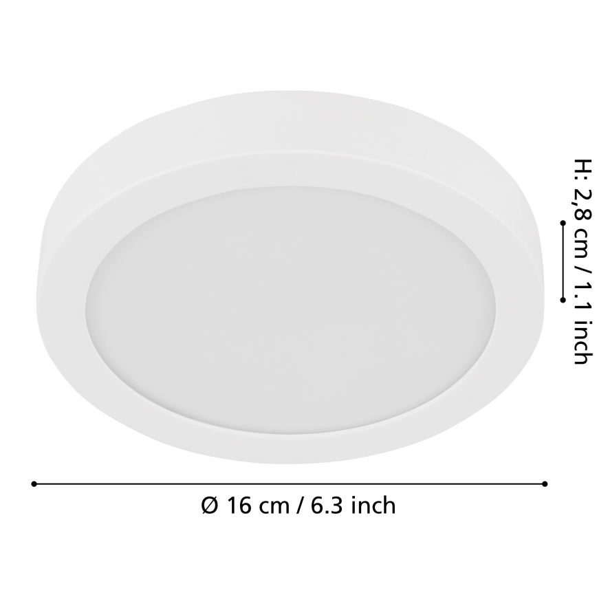 Eglo - Candeeiro de teto LED regulável 11W/230V, branco, Ø 16 cm