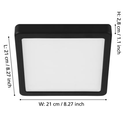 Eglo - Candeeiro de tecto LED regulável LED/17W/230V preto 21x21 cm