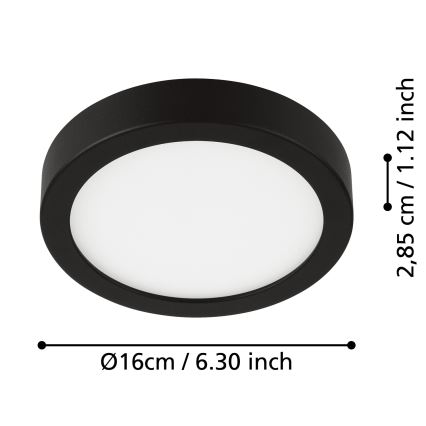 Eglo - Candeeiro de tecto para casa de banho LED/11W/230V IP44 preto Ø 16 cm